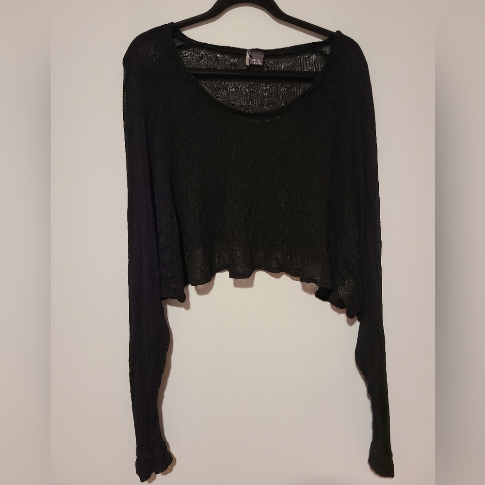 Sparkle & Fade Lightweight Knit CropSweater/Shawl